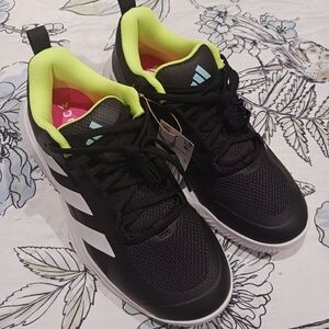 Adidas Court Team Bounce 2.0 Black and White Shoes with Neon Highlights